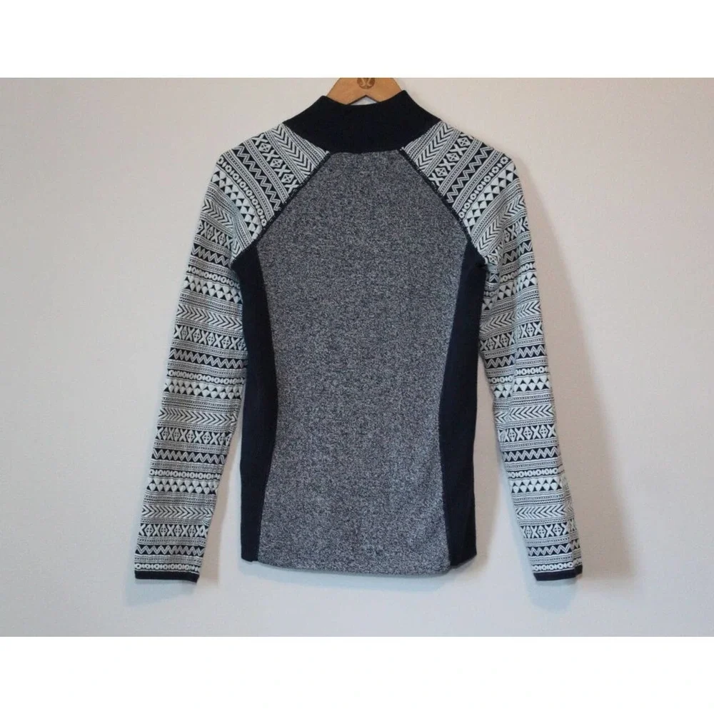 Title Nine Aztec Sleeve Thick Knit Full Zip Sweater Jacket Size Medium H14509 - Picture 7 of 12